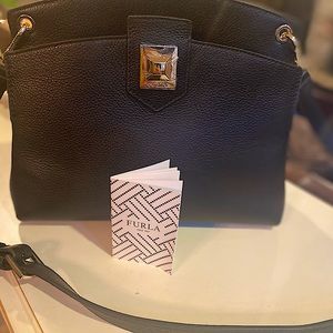 Furla black leather crossbody